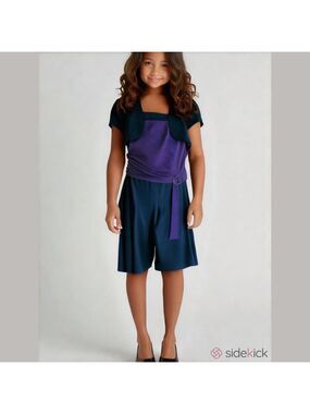 Girls Amy Byer Size 8 Culotte/Gouchos Black with burgundy bodice